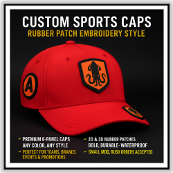 Six Panel Sports Cap With Rubber Logo