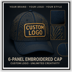 Six Panel Sports Cap With Machine Embroidery