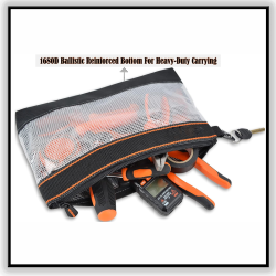 Clear Tool Pouch – 13" Transparent Zipper Tool Bags with Ballistic Bottom