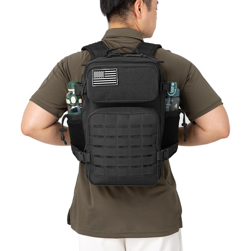 Tactical Backpack for Men and Women 45L Army 3 Days Assault Pack Bag Large Rucksack with Molle System - Black