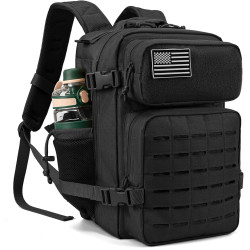 Tactical Backpack for Men and Women 45L Army 3 Days Assault Pack Bag Large Rucksack with Molle System - Black