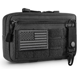 Tactical MOLLE Admin Utility Pouch – Laser-Cut EDC Tool Organizer with US Flag Patch & Keychain