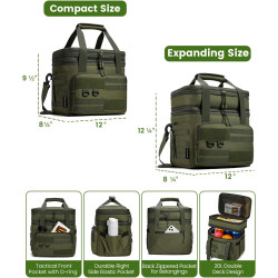 Tactical Insulated Lunch Box – Large Capacity MOLLE Cooler Bag with Tissue Pocket & Leakproof Design