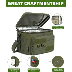Tactical Insulated Lunch Box – Large Capacity MOLLE Cooler Bag with Tissue Pocket & Leakproof Design