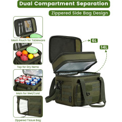 Tactical Insulated Lunch Box – Large Capacity MOLLE Cooler Bag with Tissue Pocket & Leakproof Design